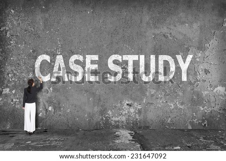 businesswoman drawing case study on the wall
