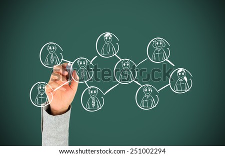 Human hand drawing social network