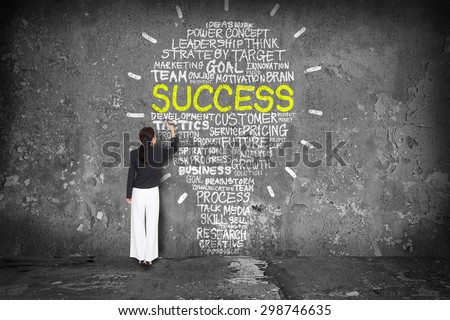 Business concept with success words drawing a light bulb