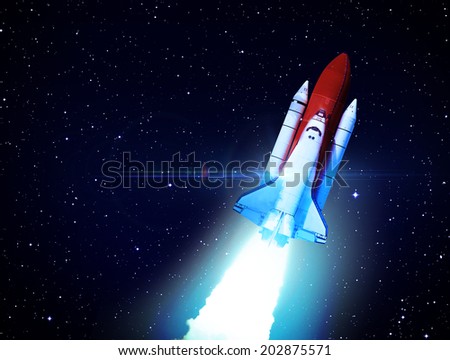 Rocket in Space - Elements of this Image Furnished By NASA