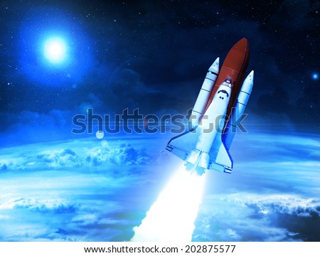 Rocket Leaving Planet Earth - Elements of this Image Furnished By NASA