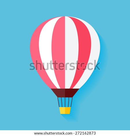 Flat Air Balloon. Vector Illustration of Colorful Travel Summer Air Transport Flat Stylized
