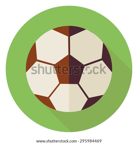 Ball Soccer Football. Back to School and Education Vector illustration. Flat Style Colorful Sports Item Circle Icon with Long Shadow. Leisure and Activity. Team Sport and Fitness. Physical Education