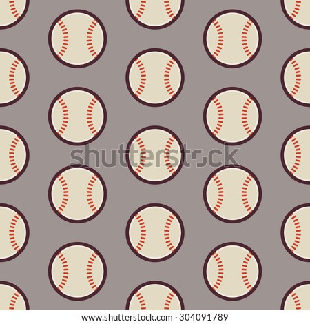 Flat Vector Seamless Sport and Recreation Activity Baseball Pattern. Flat Style Seamless Texture Background. Sports and Playing Game Template. Healthy Lifestyle. Ball and Physical Education