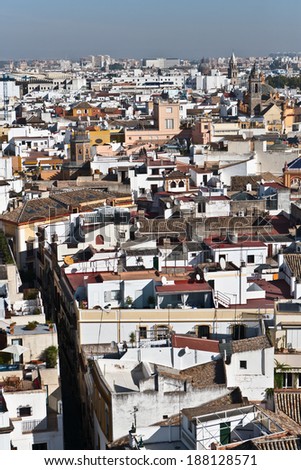 SEVILLE, SPAIN - OCTOBER 17, 2012: Nice view over the Old Town of Seville, Spain.