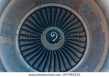 Airplane turbine blades close-up abstract texture. Aviation theme