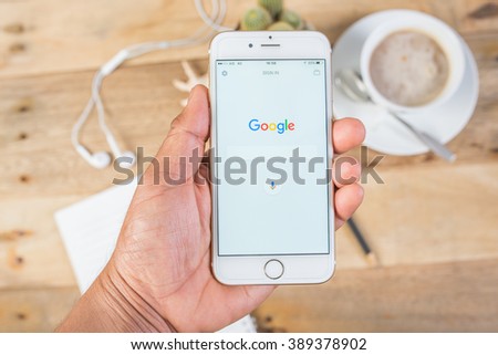 BANGKOK,THAILAND - 12 March 2016 : Google is an American multinational corporation specializing in Internet-related services and products. Most of its profits are derived from Ad Words.