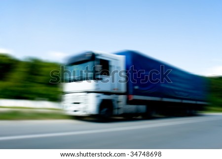Truck moving with high speed