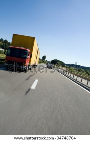 Truck moving with high speed