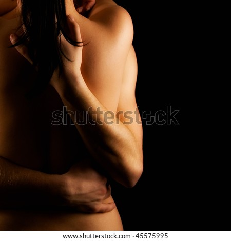 Hands hugging a girl in passion