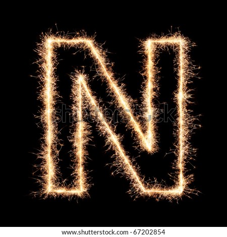 Letter N from sparklers alphabet.Very high resolution image. Happy New Year !