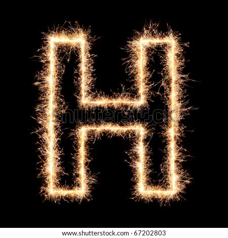 Letter H from sparklers alphabet.Very high resolution image. Happy New Year !