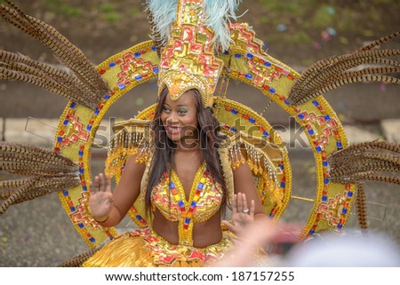 Nice - February 23: samba dancer at the Nice Flower Carnival on February 23, 2013 in Nice, France