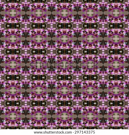 Purple orchid grown in a hanging basket in front of the house seamless use as pattern and wallpaper.