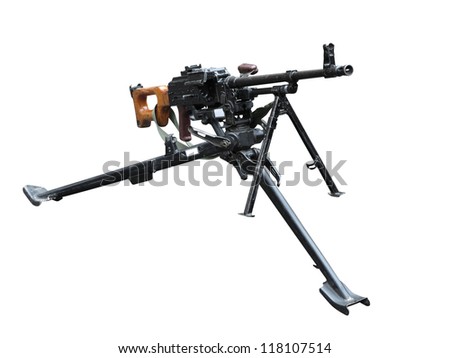 Old soviet army machine gun isolated on white background