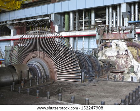 Power generator and steam turbine during repair at power plant