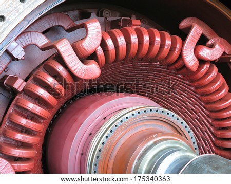 Electric power generator and steam turbine during repair at power plant
