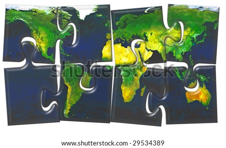 World Map Puzzle. stock photo : World map made