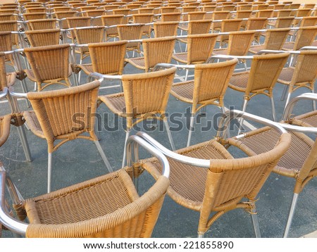 Abstract row of chair seats in open air theater