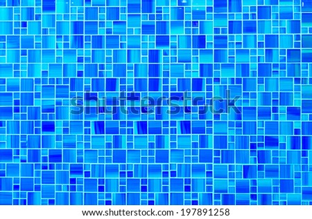 Blue mosaic square tiles texture background.