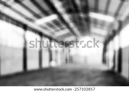 Defocus blur background of industrial factory warehouse store.