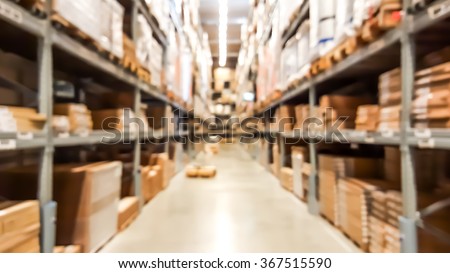 Warehouse inventory in defocus blur background style.