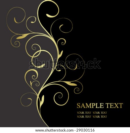 stock vector : black and gold floral background