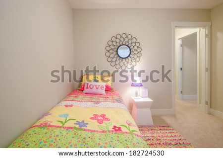 Children\'s girl\'s pink princess bedroom playroom. Interior design.