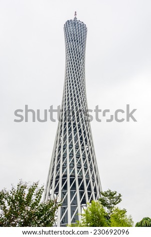 Guangzhou, CHINA - SEPTEMBER 20, 2014: Canton Tower is a 600-metre Guangzhou TV Astronomical and Sightseeing Tower. It opened for the 2010 Asian Games.