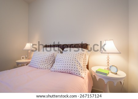 Children\'s girl\'s pink bedroom. Interior design.