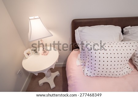 Children\'s girl\'s pink bedroom. Interior design.