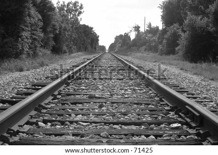 transcontinental railroad tracks. View on railroad tracks