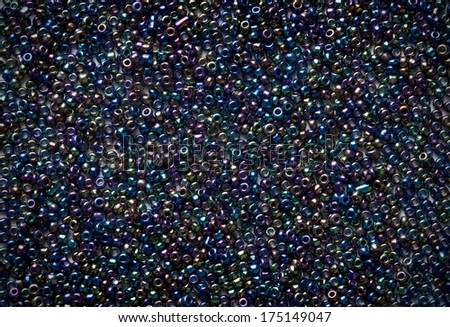 Blue Glass Seed Bead Background