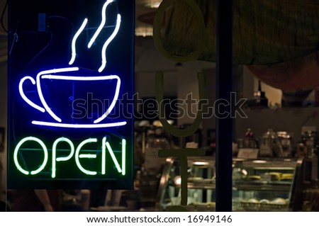 Coffee Shop Sign on Open Coffee Shop Sign Stock Photo 16949146   Shutterstock