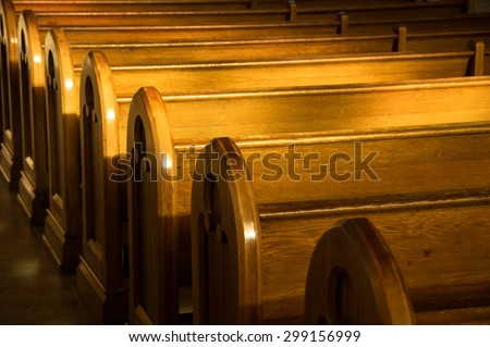 A row of church benches.