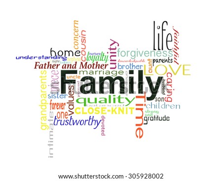 A list of words discribing a good family.