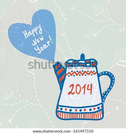 New year and christmas teapot funny design