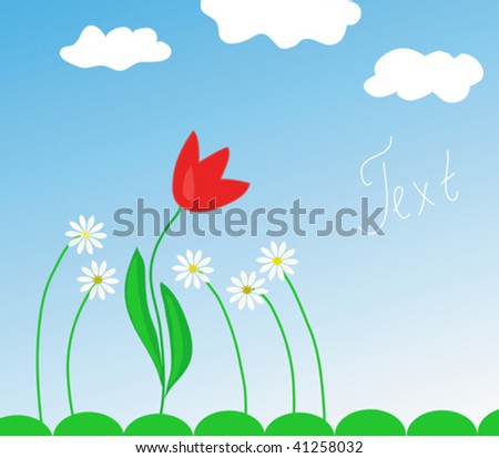 Spring flowers card with tulip