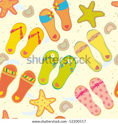 flip flops cartoon. flip flops and starfish