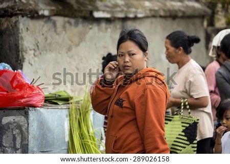 PENIDA ISLAND, INDONESIA - JUNE 21.2015: Unidentified woman, village Toyopakeh, Nusa Penida June 21. 2015 Indonesia
