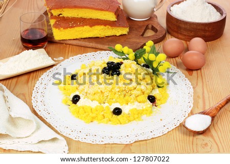 Mimosa cake, setting