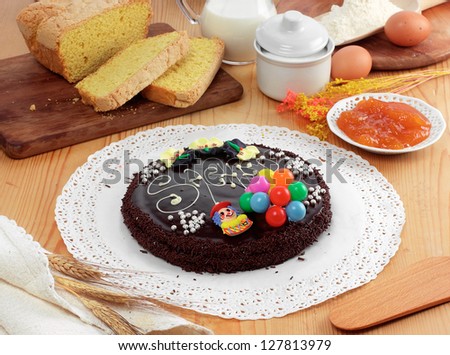 Sacher cake , setting