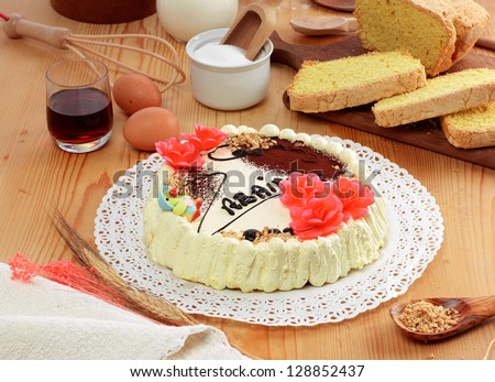 Zabaglione cake, setting