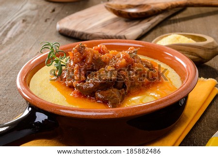 Meat of wild boar with polenta
