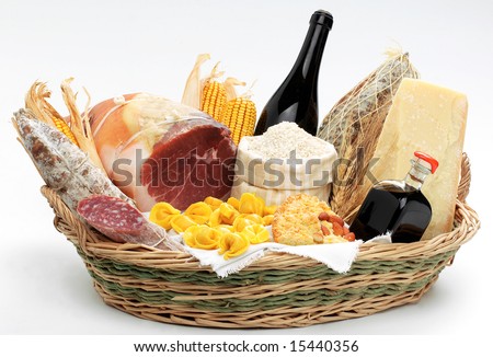 Basket with italian food