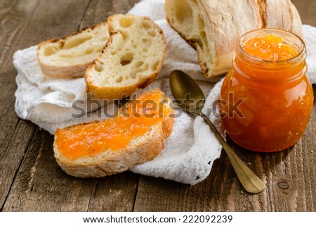 Breakfast with bread and jam