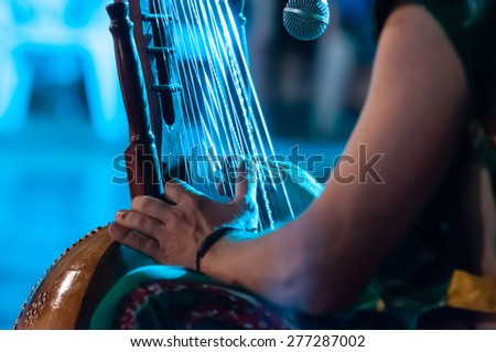 Ethnic stringed instrument, focus, close-up