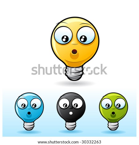 funny smiley face cartoon. stock photo : Lightbulb smiley