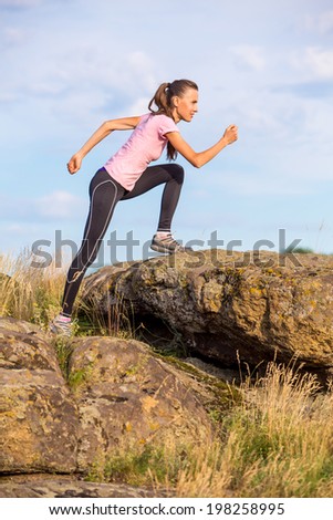 Outdoor cross country running concept for exercising, fitness and healthy lifestyle