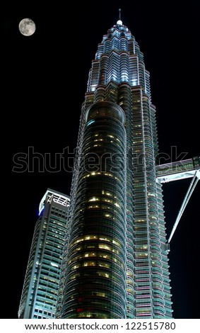 KUALA LUMPUR, MALAYSIA - MAY 09: Petronas Twin Towers at twilight on May 09, 2006 in Kuala Lumpur. Petronas Twin Towers are twin skyscrapers and were tallest buildings in the world from 1998 to 2004.